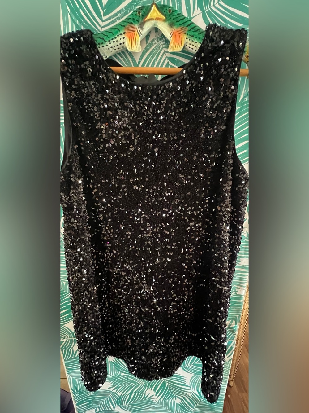 Entro Sequin sleeveless swing mini dress w/ bow tie in the back XL